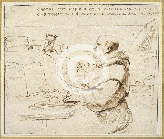 Caricature of Fra Bonaventura Bisi, 1655-1659. Artist: Guercino.