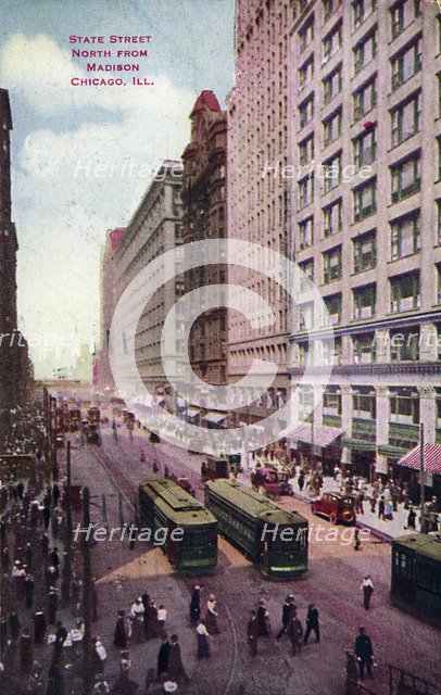 State Street looking north from Madison Street, Chicago, Illinois, USA, 1921. Artist: Unknown