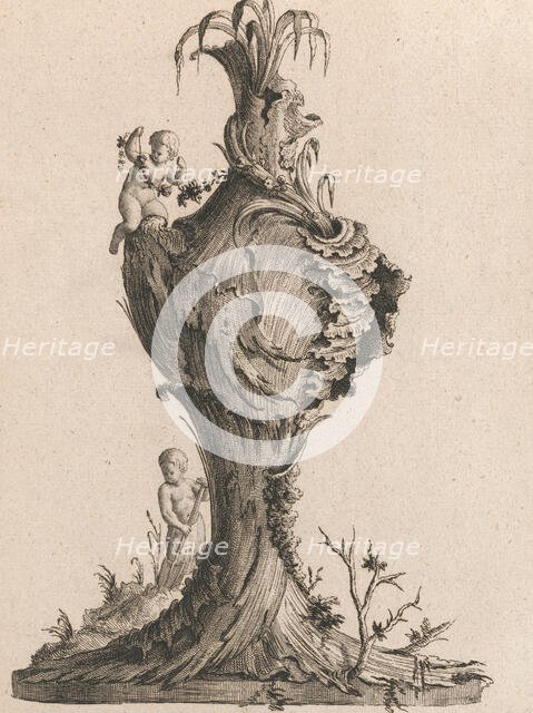 Design for a large Vase representing 'Earth', Plate 3 from: 'Neu inventiert..., Printed ca. 1750-56. Creator: Jacob Gottlieb Thelot.