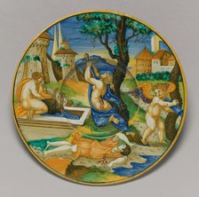 Plate with Pyramus and Thisbe, 1536. Creator:  Francesco Xanto Avelli.