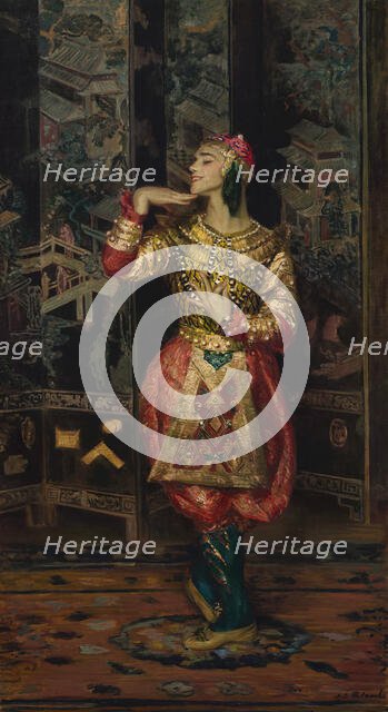 Vaslav Nijinsky dances "Danse Siamoise" in the ballet Les Orientales, c1911. Creator: Blanche, Jacques-Émile (1861-1942).