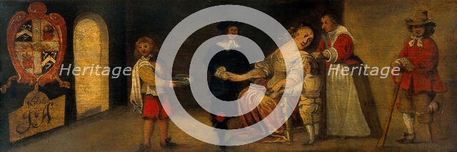 A surgeon letting blood from a woman's arm, c16th century. Creator: Unknown.