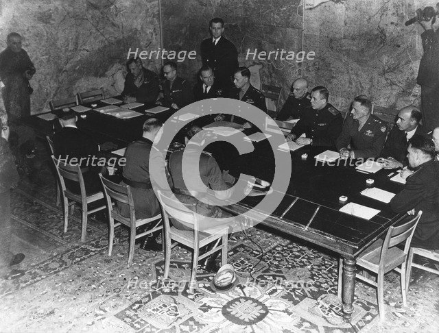 The German surrender in Reims, France, 7th May 1945. Artist: Unknown