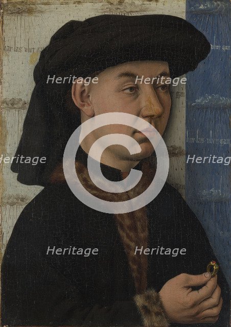 A Young Man holding a Ring, c. 1450. Artist: Eyck, Jan van, (School)  