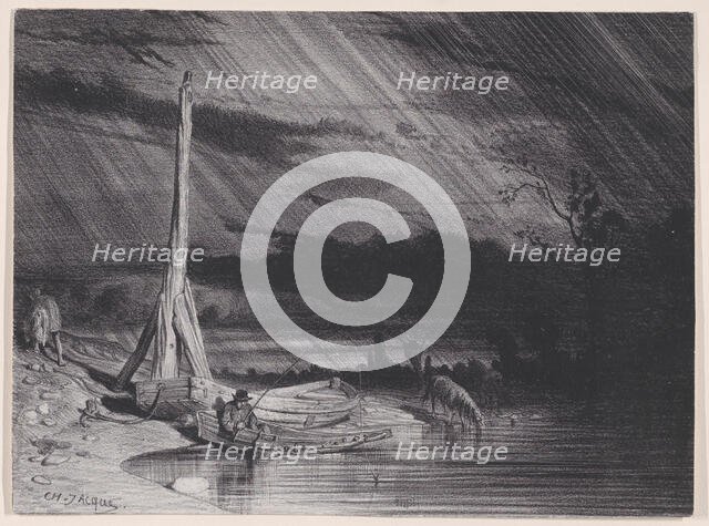 The Fisherman, Rainy Weather, ca. 1853. Creator: Charles Emile Jacque.