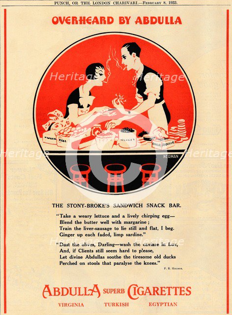 'Overheard by Abdulla - The Stony Broke's Sandwich Snack Bar', 1933. Artist: Unknown.