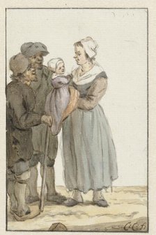 Woman with child with two men, 1758-1808. Creator: Christina Chalon.