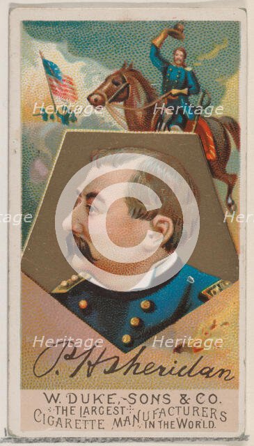 Philip H. Sheridan, from the series Great Americans (N76) for Duke brand cigarettes, 1888., 1888. Creator: Unknown.