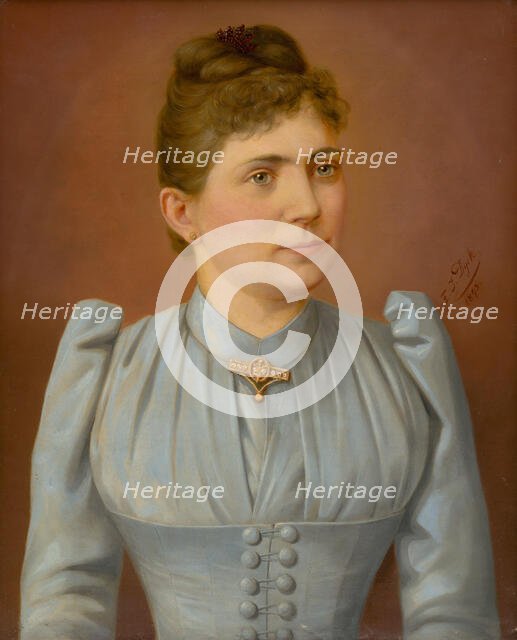 Portrait of a Woman in a Pale Dress, 1893. Creator: FJ Dyck.