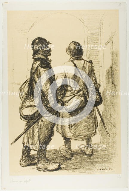 The Hour of Departure, plate twenty-six from Actualités, published March 1916. Creator: Theophile Alexandre Steinlen.