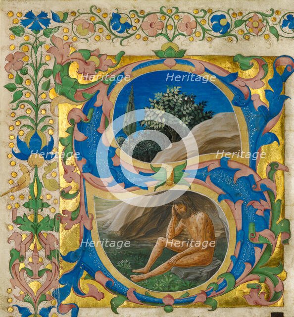 Initial S: Job, cutting from a choir book, third quarter of 15th century. Creator: Francesco di Antonio del Chierico.