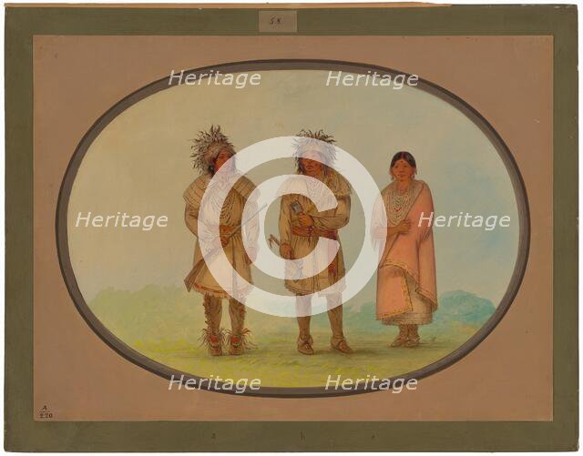 Three Peoria Indians, 1861/1869. Creator: George Catlin.