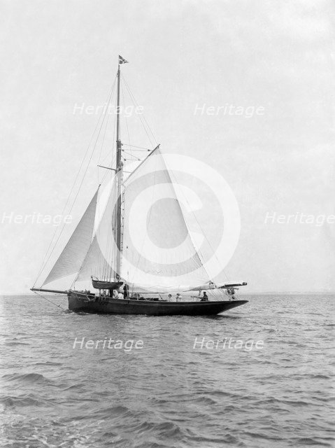 The cutter 'Monara' under sail, 1914. Creator: Kirk & Sons of Cowes.