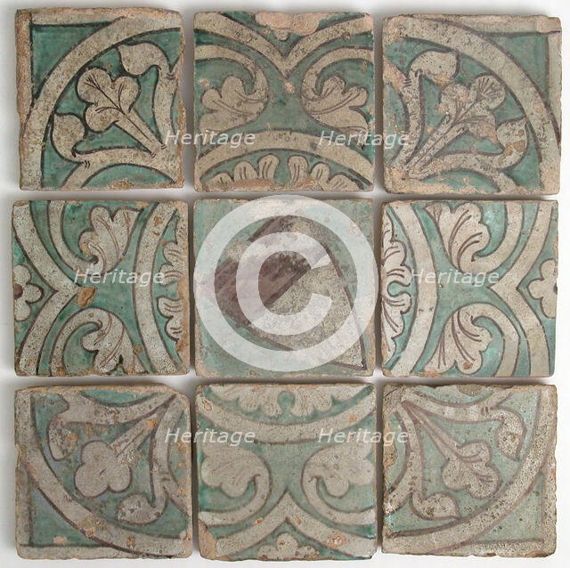 Nine Tiles, French, 14th century. Creator: Unknown.