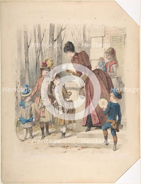 Fashion illustration, no. 2224, July 1885. Creator: Jules David.