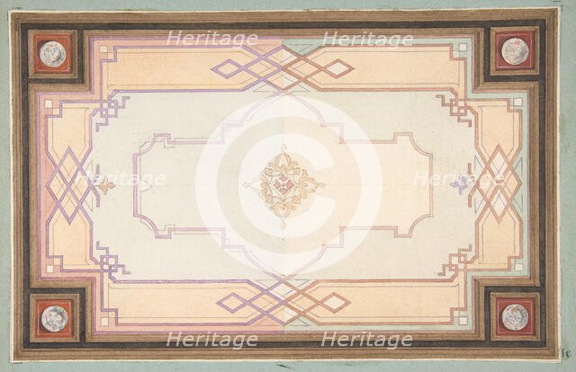 Design for a ceiling, second half 19th century. Creators: Jules-Edmond-Charles Lachaise, Eugène-Pierre Gourdet.