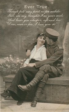 Romantic postcard featuring a soldier and his sweetheart, c1914-18. Artist: Unknown