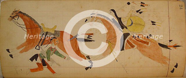 Maffet Ledger: Two Indians with horses, ca. 1874-81. Creator: Unknown.