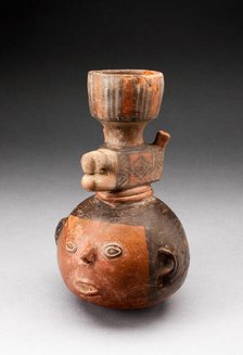 Tall Necked Jar in the Form of an Abstract Head with Animal Forms, A.D. 500/1000. Creator: Unknown.
