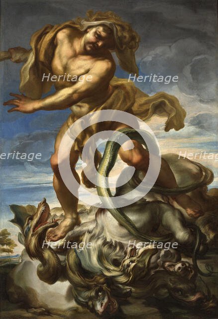 Hercules and the Lernaean serpent, c.1690. Creator: De Ferrari, Gregorio (1647-1726).