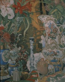 Still life. Flowers and porcelain, 1912. Artist: Golovin, Alexander Yakovlevich (1863-1930)