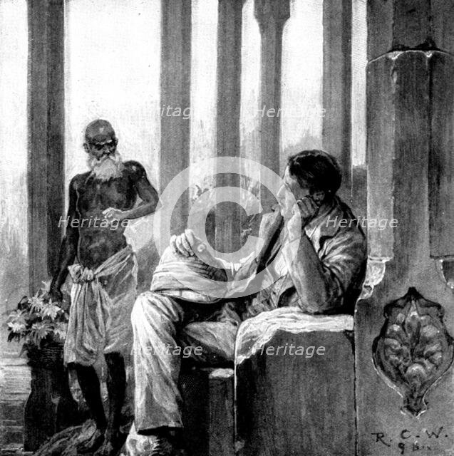 The Hall of Audience: It was an old man with a shaven head, and a very clean saffron cloth..., 1898. Creator: Unknown.