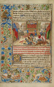 A Judicial Duel Between Gillion's Son Gerard and the Emir Lucion, 1464. Creators: Lieven van Lathem, David Aubert.