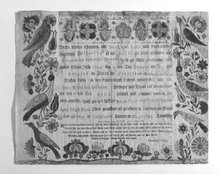 Birth and baptismal certificate, 1786. Creator: Johann Heinrich Otto.