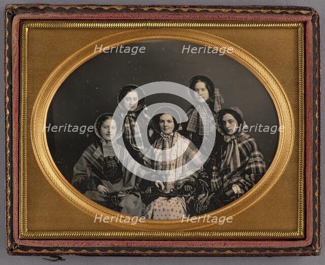 Portrait of Five Women in Bonnets, 1851. Creator: Unknown.