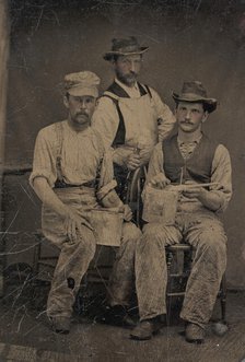 Three Painters with Brushes and Paint Cans, 1870s-80s. Creator: Unknown.