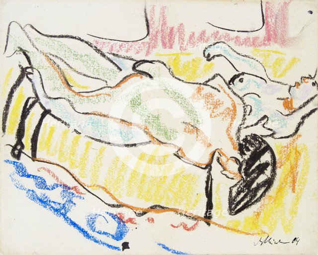 Love couple in studio (Two Nudes), 1908-1909. Artist: Kirchner, Ernst Ludwig (1880-1938)