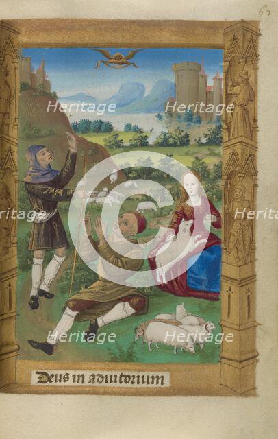 The Annunciation to the Shepherds; Book of Hours, 1478. Creator: Master of Guillaume Lambert.