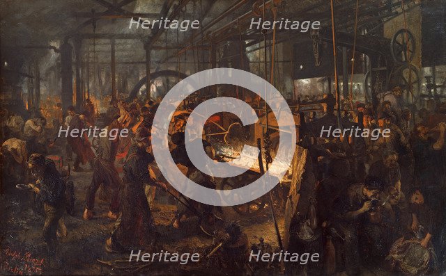 The Iron Rolling Mill (Modern Cyclopes), 1873-1875. Artist: Menzel, Adolph Friedrich, von (1815-1905)