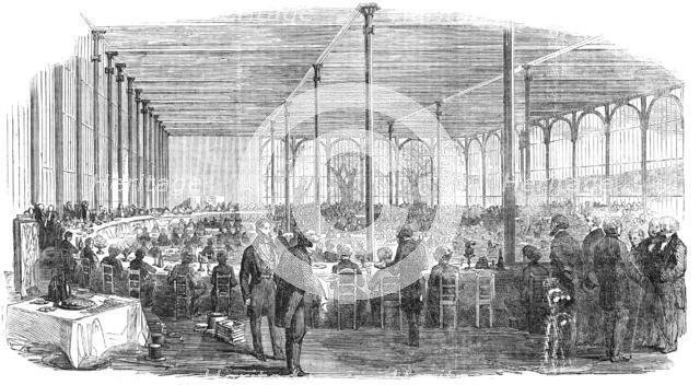 Dinner in the Crystal Palace, in Celebration of the Centenary of the Society of Arts, 1854. Creator: Unknown.