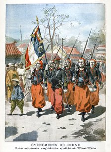 Events in China, French troops departing Tien-Tsin, 1901. Artist: Unknown