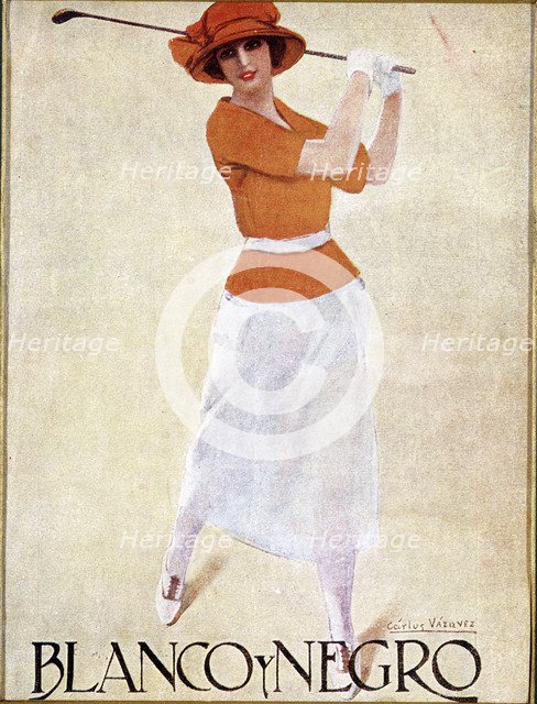 Blanco Y Negro poster with golfing theme, c1930s. Artist: Unknown
