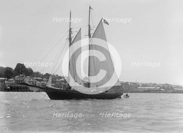 The 21-ton schooner 'Diablesse' preparing to leave for America, 1922. Creator: Kirk & Sons of Cowes.