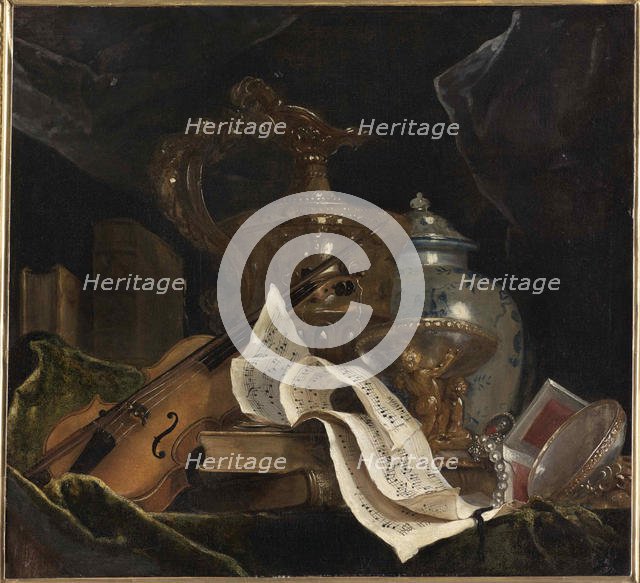 Still life with musical instrument, 1695-1700. Creator: Largillière, Nicolas, de (1656-1746).