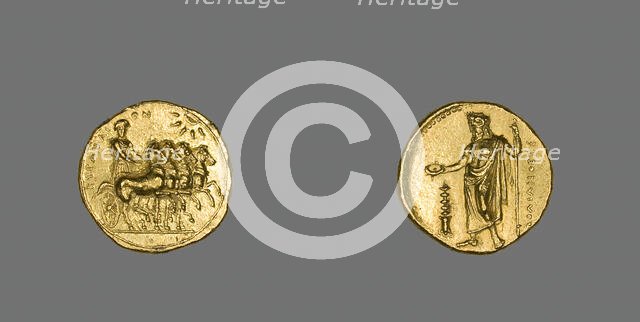 Stater (Coin) Depicting a Quadriga, 322-308 BCE. Creator: Unknown.