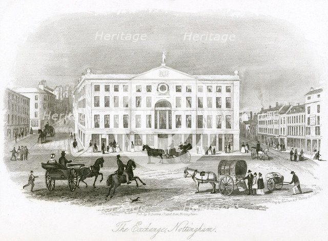 The Exchange, looking east, Nottingham, Nottinghamshire, 1845. Artist: Newman & Co