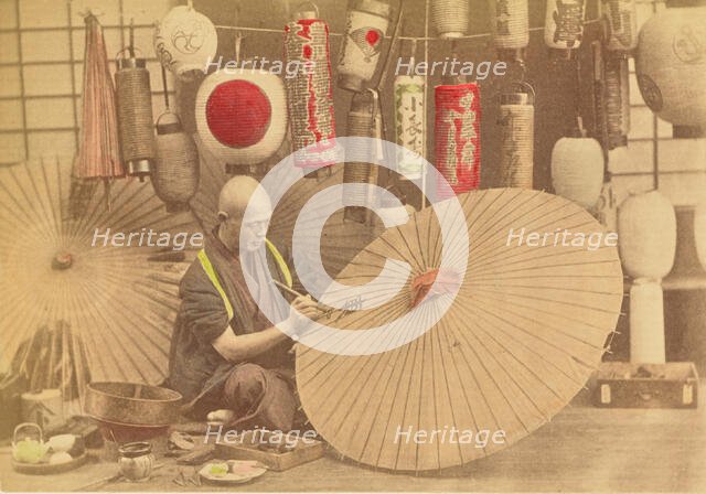 Maker of Paper Umbrellas and Lanterns, 1897. Creator: Ogawa Kazumasa.