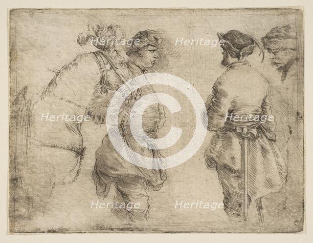 A Pole Leading a Horse by the Bridle and Speaking with Two Other Men, ca. 1662. Creator: Stefano della Bella.