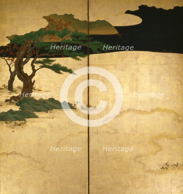 Six-fold screen depicting tales of Ise, 1617-1691. Creator: Tosa Mitsuoki.