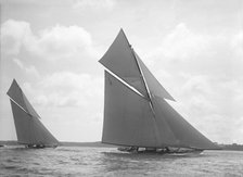 The 19-metre class 'Octavia' (C2) & 'Mariquita' racing close-hauled. Creator: Kirk & Sons of Cowes.