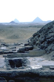 View south from the Step Pyramid to the Dashur necropolis, Saqqara, Egypt. Artist: Unknown