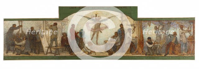 Art spreads its light far and wide: Crafts and industrial design: Sketch for the drawing..., 1880. Creator: Edmond Eugene Valton.