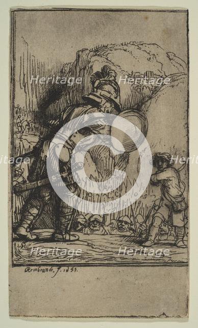 David and Goliath, 1655. Creator: Rembrandt Harmensz van Rijn.