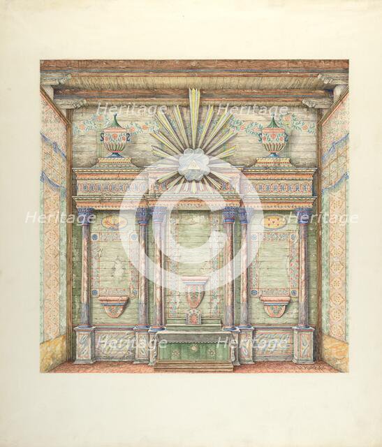 Decorations on Reredos and Sanctuary Walls, 1940. Creator: William Kieckhofel.