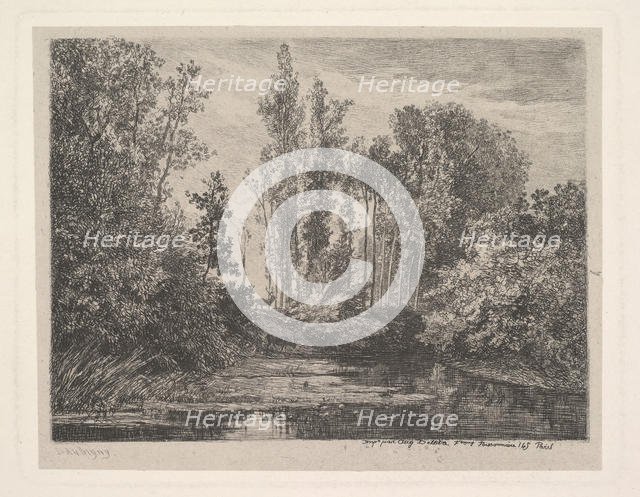 Stags at the Water's Edge, 1850. Creator: Charles Francois Daubigny.