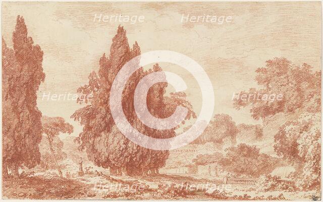 A Stand of Cypresses in an Italian Park, c. 1760. Creator: Jean-Honore Fragonard.